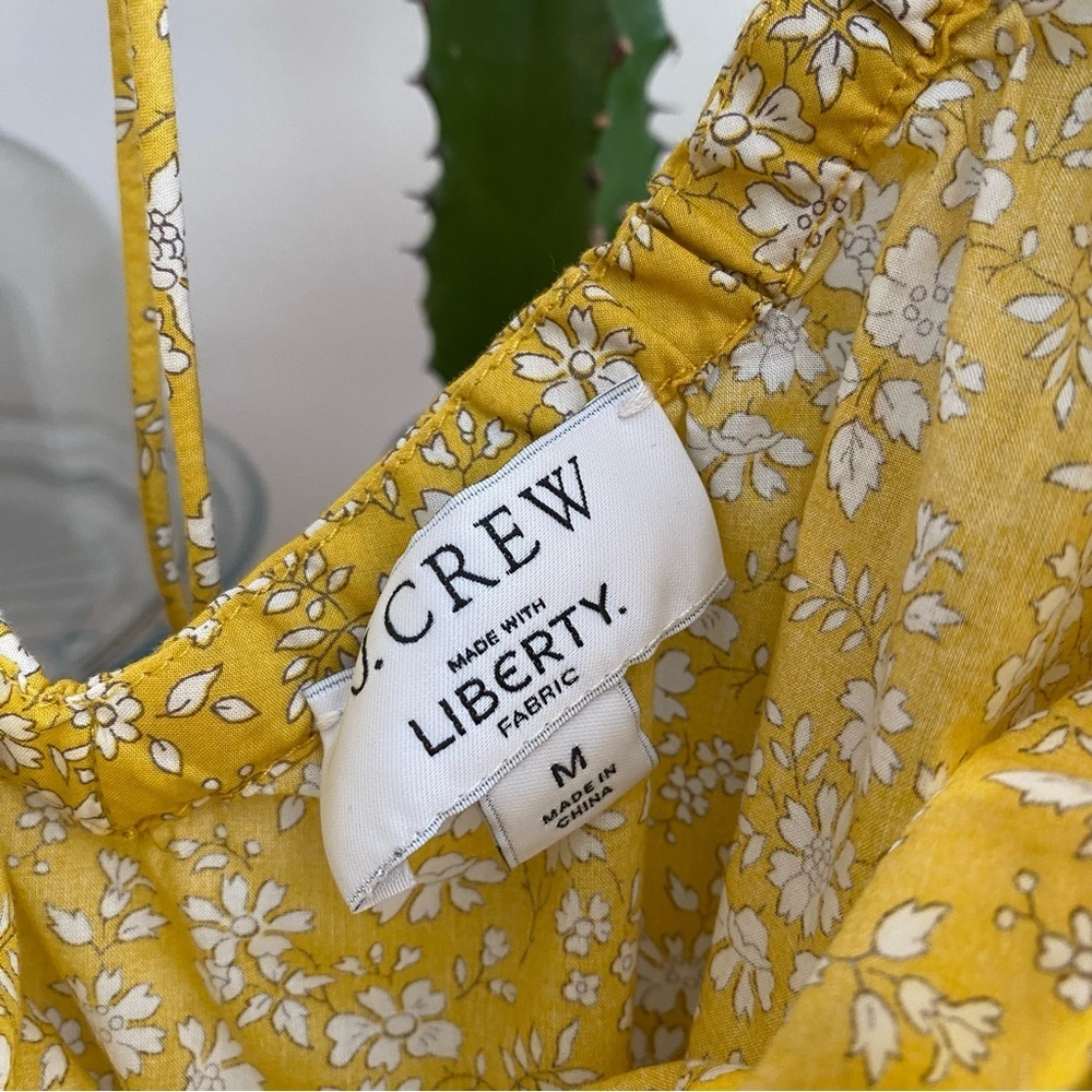 J. Crew Liberty Fabrics Yellow Floral Capel V-Neck Organic Cotton Blouse M - Picture 11 of 14